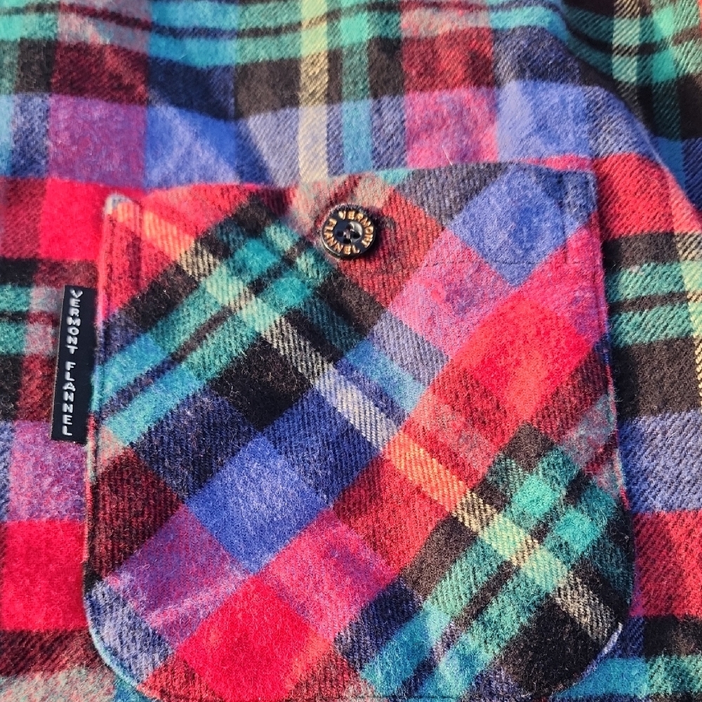 Vermont Flannel Co Plaid Flannel Button-Up Shirt in Red, Blue, Green Medium - Picture 5 of 15